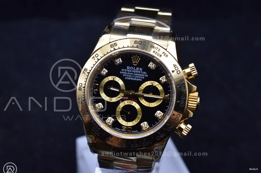 1:1 Bracelet QF Dial Edition 116508 Black Best Daytona on Diamonds YG V2 SH4130 1122